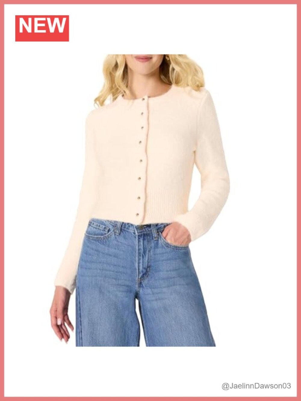 Women's Regular-Fit Faux Mohair Wool Blend Sweater Cardigan with Gold Buttons
